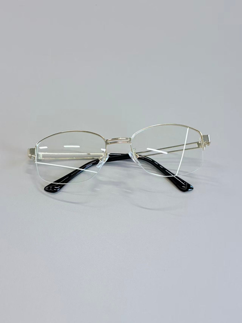 Unisex Silver Semi-Rimless Blue Light Glasses with Clear PC Lenses