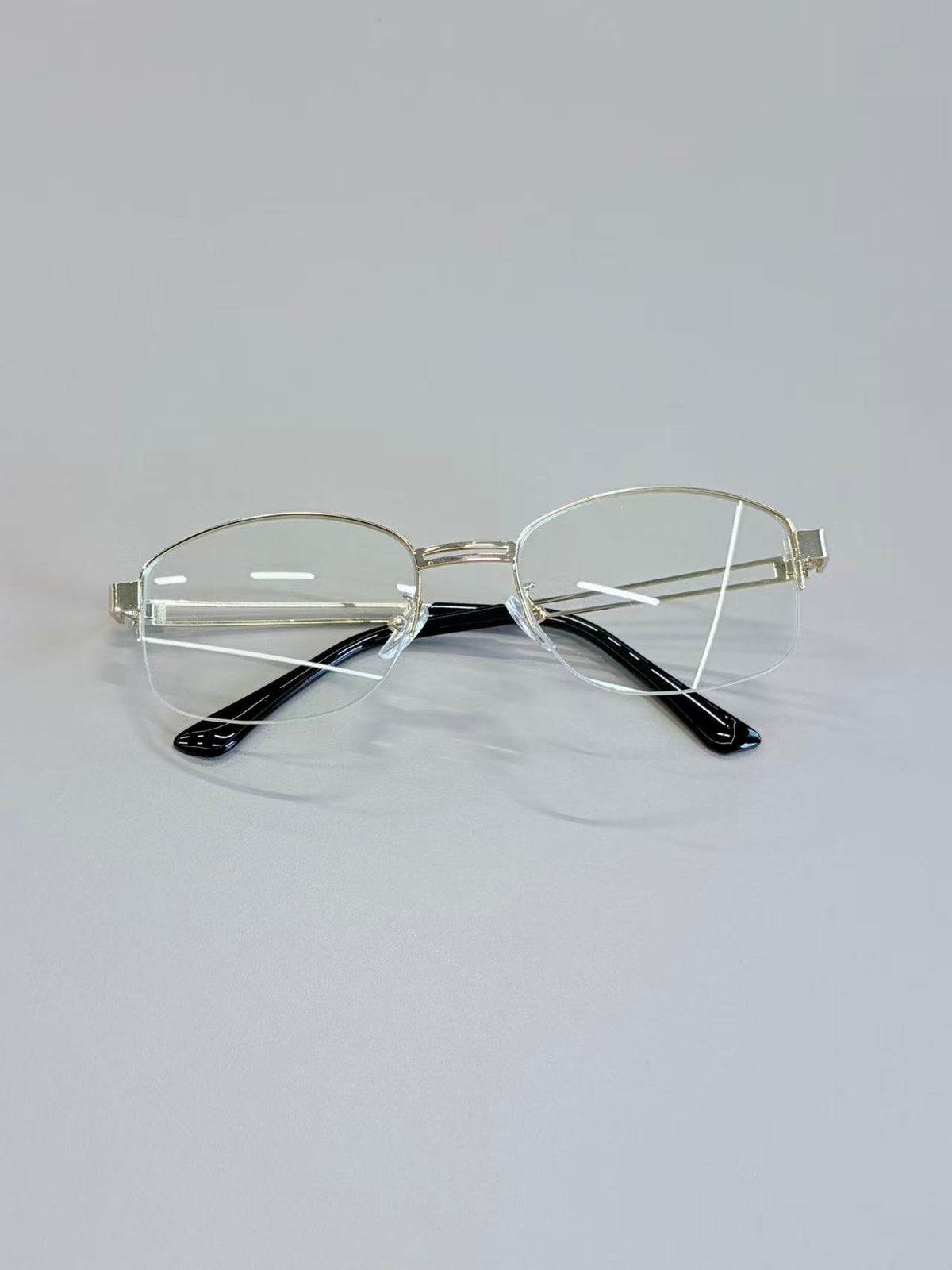 Unisex Silver Semi-Rimless Blue Light Glasses with Clear PC Lenses