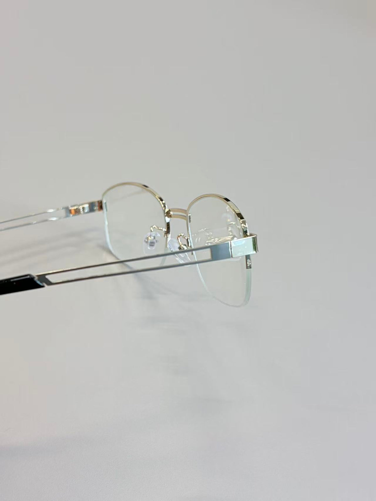 Unisex Silver Semi-Rimless Blue Light Glasses with Clear PC Lenses