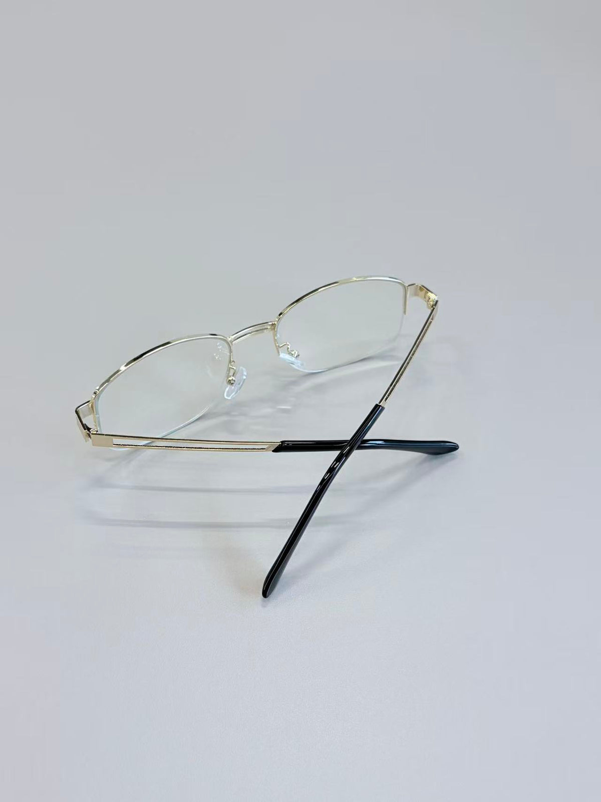 Unisex Silver Semi-Rimless Blue Light Glasses with Clear PC Lenses
