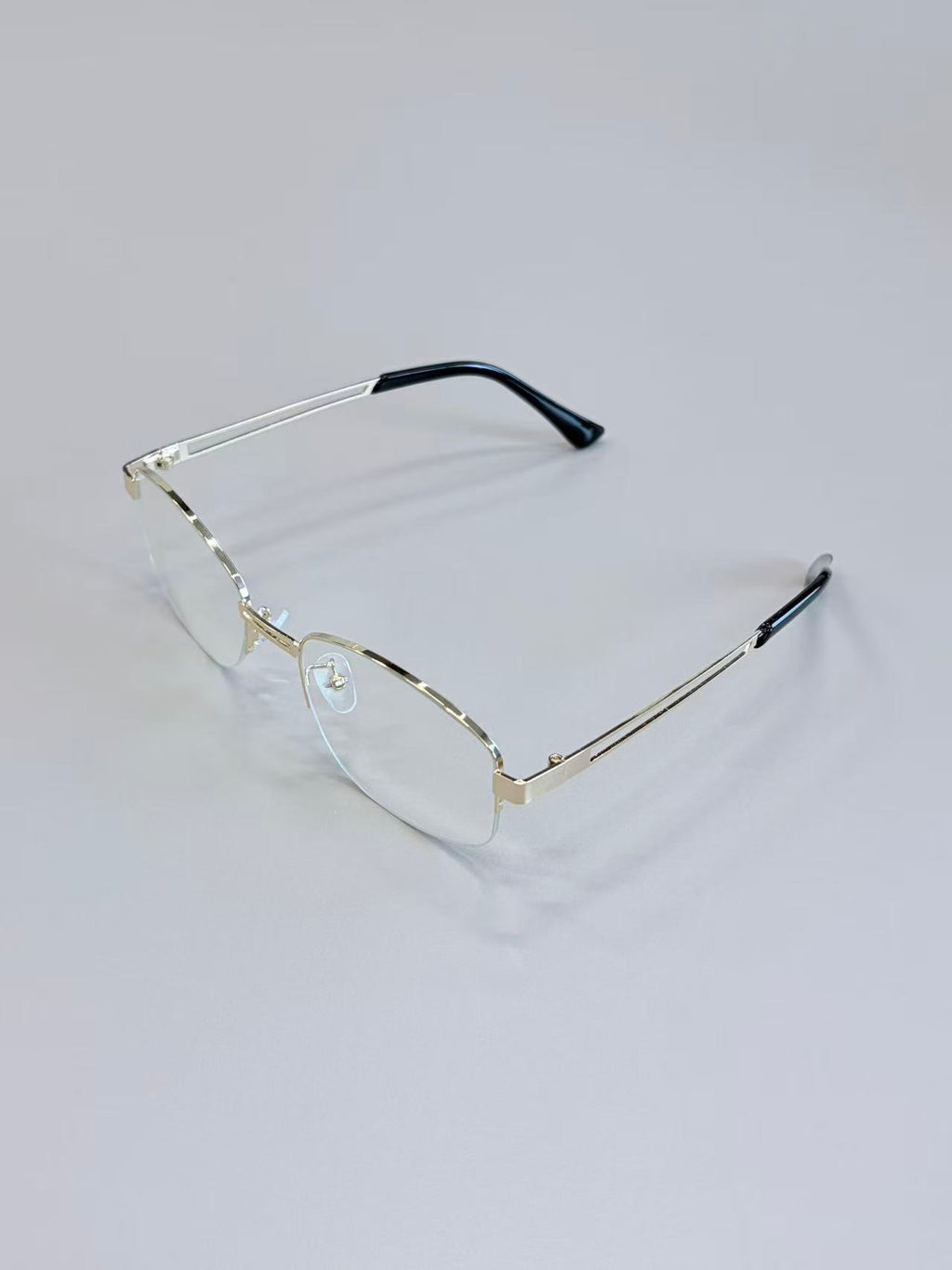 Unisex Silver Semi-Rimless Blue Light Glasses with Clear PC Lenses