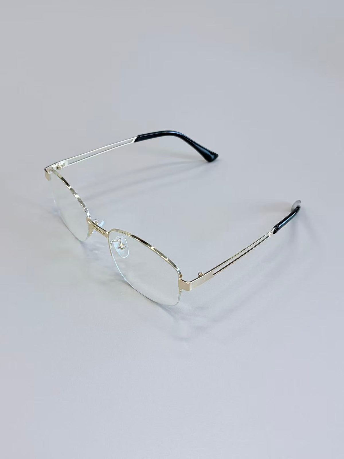 Unisex Silver Semi-Rimless Blue Light Glasses with Clear PC Lenses