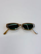 Unisex Translucent Brown Geometric Sunglasses UV400 PC Green Lenses