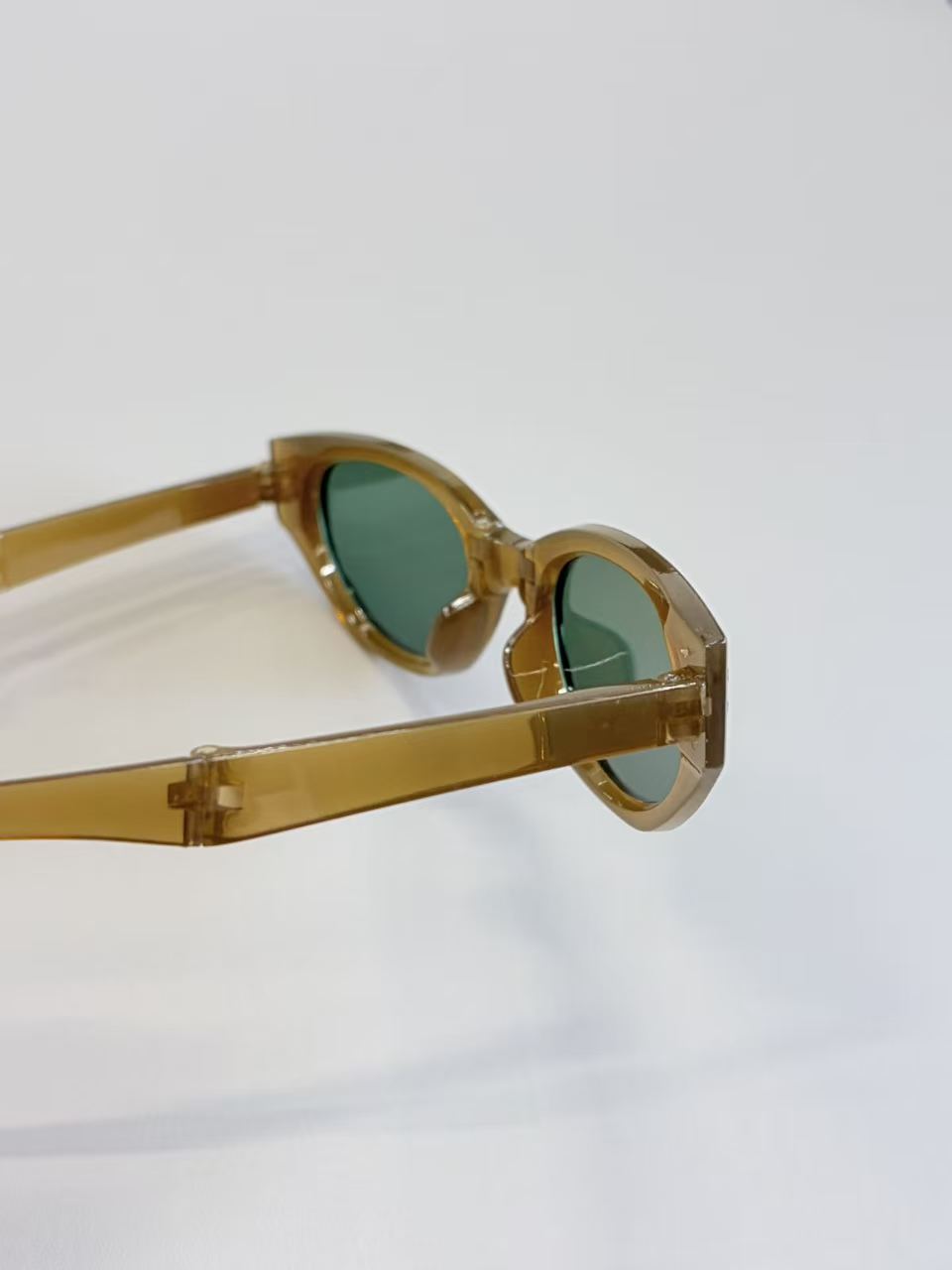 Unisex Translucent Brown Geometric Sunglasses UV400 PC Green Lenses