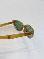 Unisex Translucent Brown Geometric Sunglasses UV400 PC Green Lenses