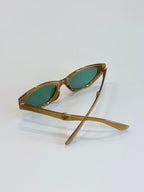Unisex Translucent Brown Geometric Sunglasses UV400 PC Green Lenses