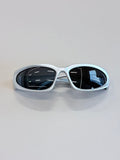 Unisex Matte Silver Futuristic Sport Sunglasses UV400 PC Black Lenses