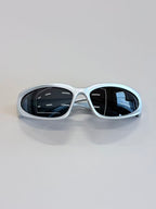 Unisex Matte Silver Futuristic Sport Sunglasses UV400 PC Black Lenses