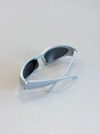 Unisex Matte Silver Futuristic Sport Sunglasses UV400 PC Black Lenses