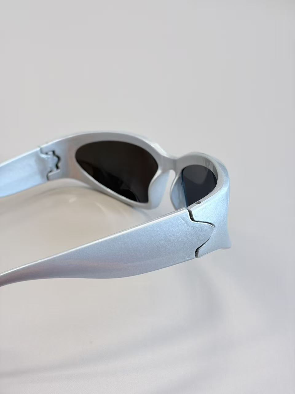 Unisex Matte Silver Futuristic Sport Sunglasses UV400 PC Black Lenses