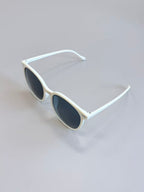 Unisex White Round Sunglasses UV400 PC Gray Lenses Classic Eyewear