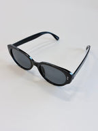 Unisex Black Cat-Eye Sunglasses UV400 PC Gray Lenses Glossy Frame