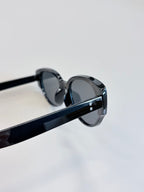 Unisex Black Cat-Eye Sunglasses UV400 PC Gray Lenses Glossy Frame