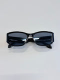 Unisex Black Rectangular Sunglasses UV400 PC Gray Lenses Retro Square Frame
