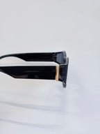 Unisex Black Rectangular Sunglasses UV400 PC Gray Lenses Retro Square Frame