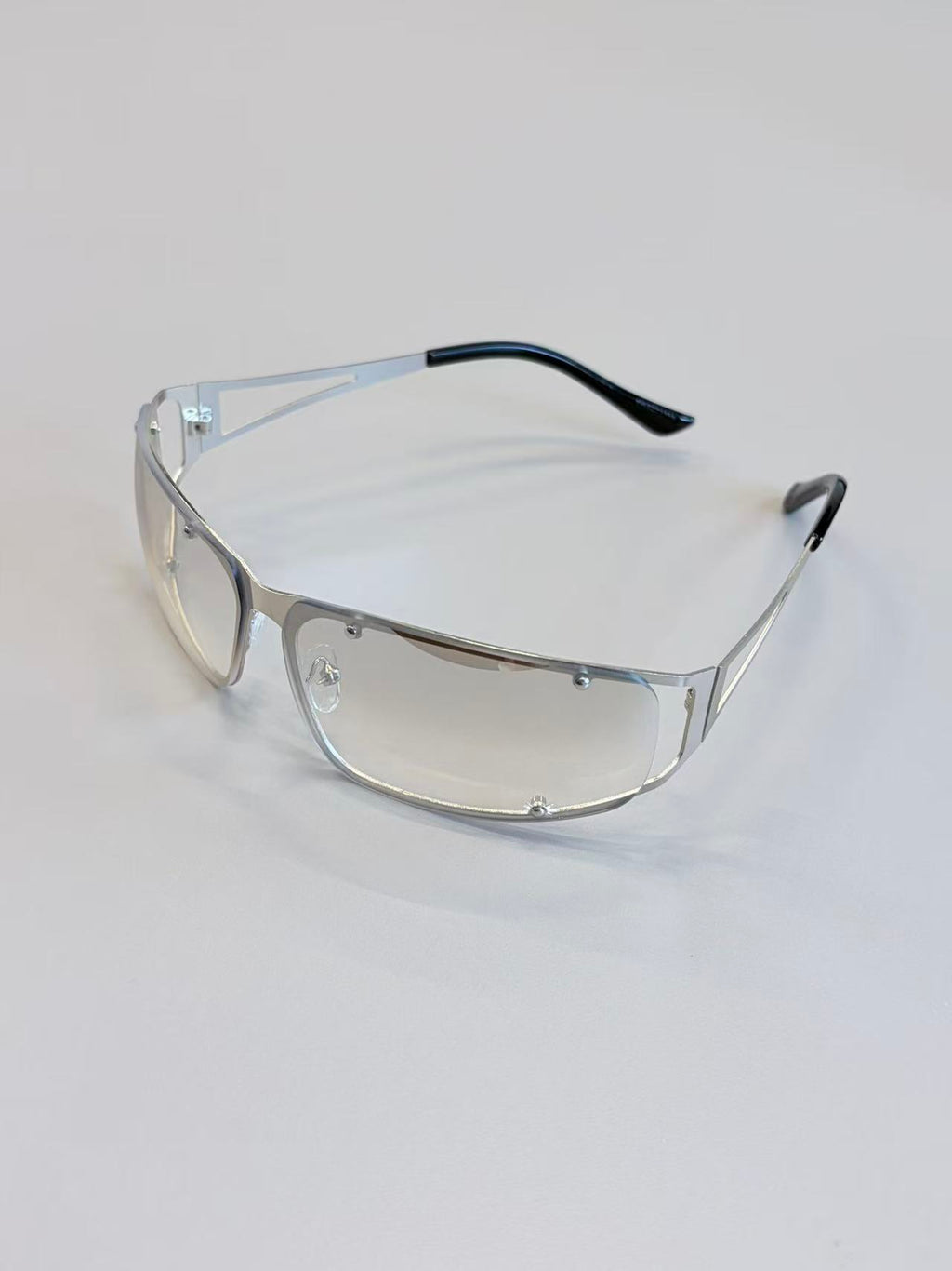Unisex Silver Metal Frame Unique Style Sunglasses UV400 PC Gray Lenses