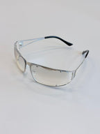 Unisex Silver Metal Frame Unique Style Sunglasses UV400 PC Gray Lenses